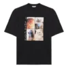 T-shirt à col rond imprimé noir 641532TJVG81000