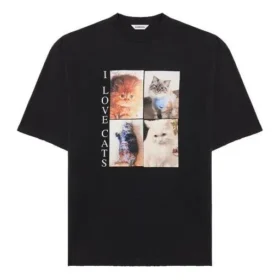 T-shirt à col rond imprimé noir 641532TJVG81000