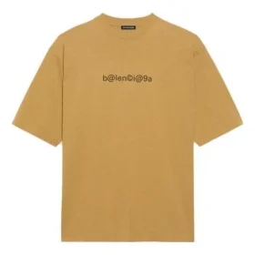 T-shirt à col rond pour homme Balenciaga à imprimé alphabétique et manches courtes, couleur kaki 620969TIV509605