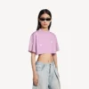 T-shirt court pour femme « 520 stickers » en vieux rose/blanc