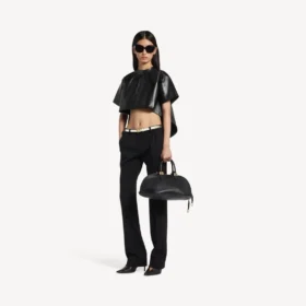 T-shirt court à traîne pour femme, noir