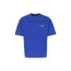 T-shirt décontracté en coton confortable, couleur unie, large, manches courtes, bleu 612966TIVD14066