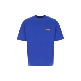 T-shirt décontracté en coton confortable, couleur unie, large, manches courtes, bleu 612966TIVD14066