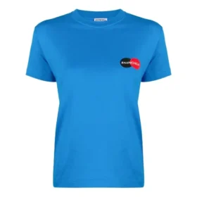 T-shirt décontracté à manches courtes avec logo alphabétique, bleu, 612964TIV797601
