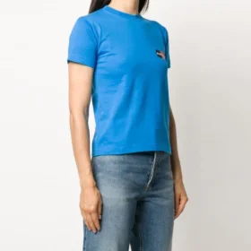 T-shirt décontracté à manches courtes avec logo alphabétique, bleu, 612964TIV797601