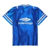 T-shirt de football 3B à col en V en jersey brillant, coupe oversize « Bleu royal/Blanc » 857113TTVQ74701
