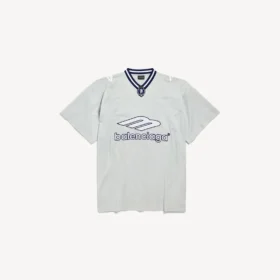 T-shirt de football 3b pour homme à col en V, coupe oversize, gris/blanc