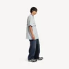 T-shirt de football 3b pour homme à col en V, coupe oversize, gris/blanc