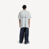 T-shirt de football 3b pour homme à col en V, coupe oversize, gris/blanc