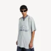 T-shirt de football 3b pour homme à col en V, coupe oversize, gris/blanc