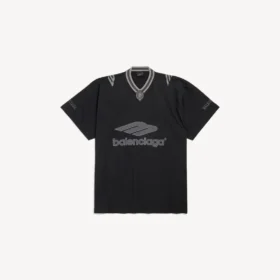 T-shirt de football 3b pour homme à col en V, coupe oversize, noir/anthracite
