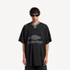 T-shirt de football 3b pour homme à col en V, coupe oversize, noir/anthracite