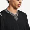 T-shirt de football 3b pour homme à col en V, coupe oversize, noir/anthracite