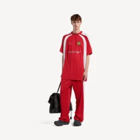 T-shirt de football pour homme oversize, rouge