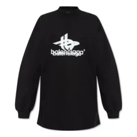 T-shirt de sport à manches longues superposé Oversized « Black White » 739027TPVF21070