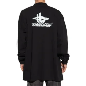 T-shirt de sport à manches longues superposé Oversized « Black White » 739027TPVF21070