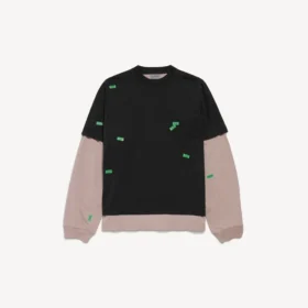 T-shirt double hybride pour homme « 520 stickers » en noir/vert