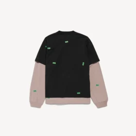 T-shirt double hybride pour homme « 520 stickers » en noir/vert