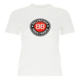T-shirt en coton à manches courtes avec impression, blanc 612964TJVD69000