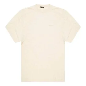 T-shirt homme Balenciaga à col rond et manches courtes, blanc crème, avec logo brodé 641614TJV829757