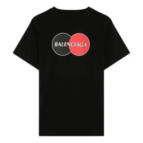 T-shirt homme Balenciaga à col rond et manches courtes, imprimé logo sur la poitrine, noir 620967TIV791000