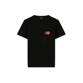 T-shirt homme Balenciaga à col rond et manches courtes, imprimé logo sur la poitrine, noir 620967TIV791000