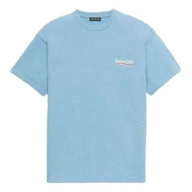 T-shirt homme Balenciaga à col rond et manches courtes, imprimé « Political Campaign », bleu 570803TBV425840