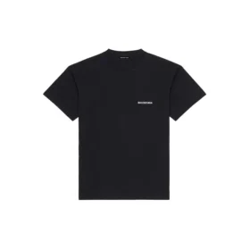 T-shirt homme Balenciaga FW21 à imprimé logo, style rétro, manches courtes, noir 612966TIVG51070
