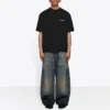 T-shirt homme Balenciaga FW21 à imprimé logo, style rétro, manches courtes, noir 612966TIVG51070
