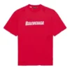 T-shirt homme Balenciaga à imprimé alphabétique, col rond, manches courtes, rouge 651795TKVB86295