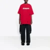 T-shirt homme Balenciaga à imprimé alphabétique, col rond, manches courtes, rouge 651795TKVB86295