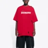 T-shirt homme Balenciaga à imprimé alphabétique, col rond, manches courtes, rouge 651795TKVB86295
