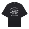 T-shirt homme Balenciaga à manches courtes, coupe ample, imprimé motif de course et logo, noir 641614TJVK61070