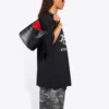 T-shirt homme Balenciaga à manches courtes, coupe ample, imprimé motif de course et logo, noir 641614TJVK61070
