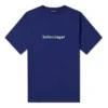 T-shirt homme Balenciaga à manches courtes, logo alphabétique, bleu 612966TIV541195