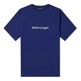 T-shirt homme Balenciaga à manches courtes, logo alphabétique, bleu 612966TIV541195
