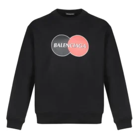 T-shirt homme Balenciaga à motif logo, col rond et manches longues, noir 583258TIV801000