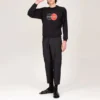 T-shirt homme Balenciaga à motif logo, col rond et manches longues, noir 583258TIV801000