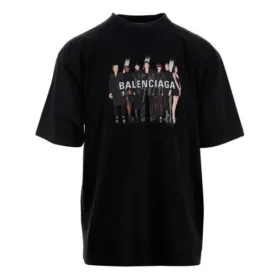 T-shirt homme Balenciaga oversize à imprimé logo rétro, manches courtes, noir 620969TIVA11000