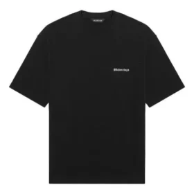 T-shirt homme Balenciaga SS21, couleur unie, imprimé logo, manches courtes, noir 612966TJV871070