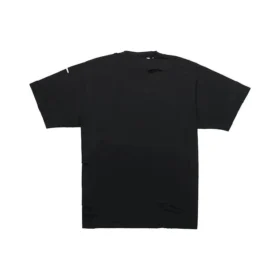 T-shirt homme Balenciaga SS21 à imprimé alphabétique, col rond ajouré et manches courtes, noir 651795TKVB81070