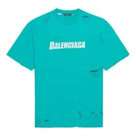 T-shirt homme Balenciaga SS21 à imprimé alphabétique, col rond et manches courtes, vert 651795TKVB84661