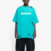 T-shirt homme Balenciaga SS21 à imprimé alphabétique, col rond et manches courtes, vert 651795TKVB84661