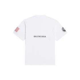 T-shirt homme Balenciaga x NASA Crossover FW21 ample à col rond et manches courtes, blanc 651795TKVD79040
