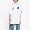 T-shirt homme Balenciaga x NASA Crossover FW21 ample à col rond et manches courtes, blanc 651795TKVD79040