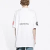 T-shirt homme Balenciaga x NASA Crossover FW21 ample à col rond et manches courtes, blanc 651795TKVD79040