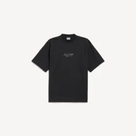 T-shirt homme noir à coupe moyenne avec illustration esquissée