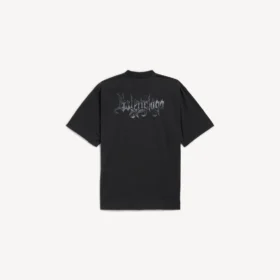 T-shirt homme noir à coupe moyenne avec illustration esquissée