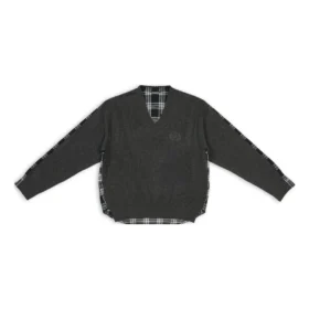 T-shirt hybride à col en V « Anthracite Black White » 704271T41301163