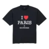 T-shirt « I Love Paris & Balenciaga » coupe moyenne « Black Faded » 764235TRVU91041